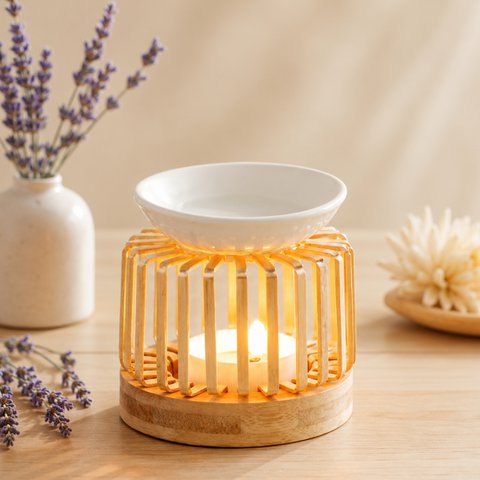 Aero-Parfümbrenner – Duftbrenner – Hochzeit aus Metall, Keramik und Holz – einfache Aromatherapie – Duftatmosphäre – raffiniertes Handwerksobjekt – modernes, duftendes Interieur