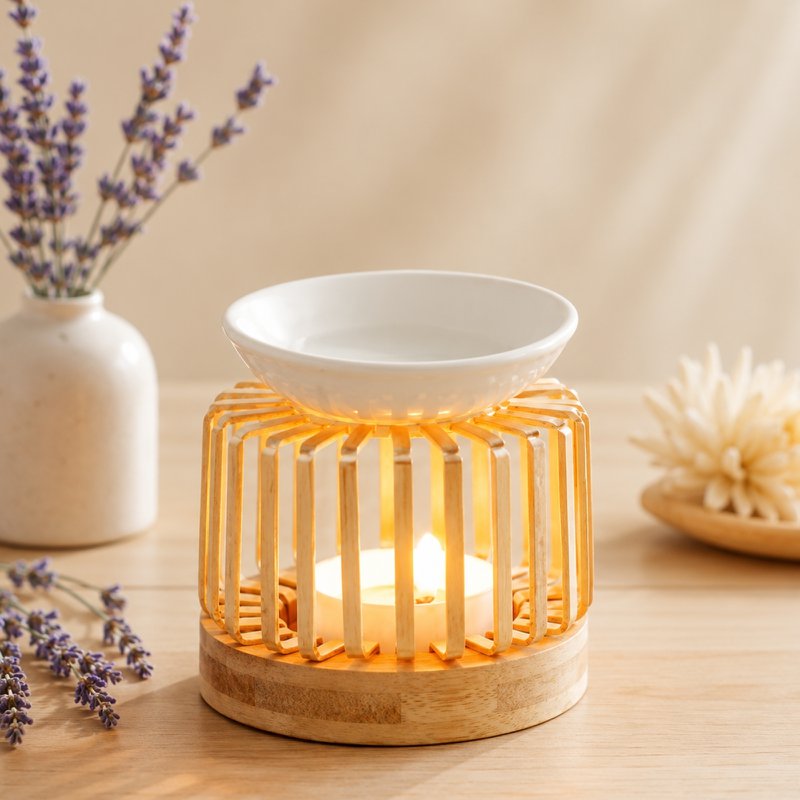 Aero Perfume Burner - Scent Burner - Metal Ceramic and Wood Wedding - Easy Aromatherapy - Scented Atmosphere - Refined Craft Object - Modern Scented Interior