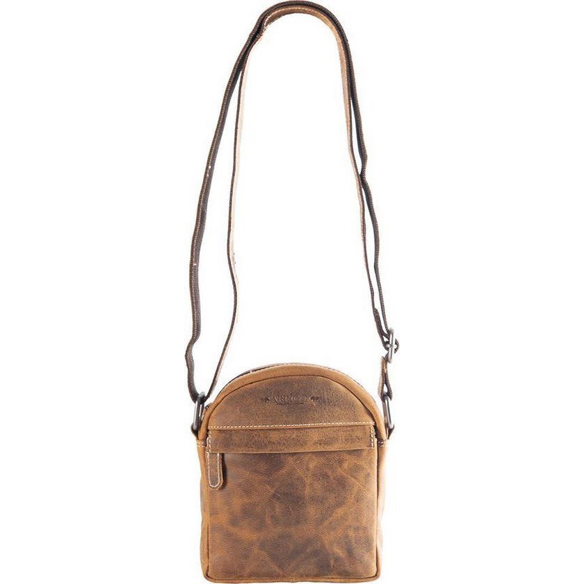 Borsa a tracolla a tracolla in pelle di bufalo colorata di cognac per uomini di arrigo - elegante copia della borsa
