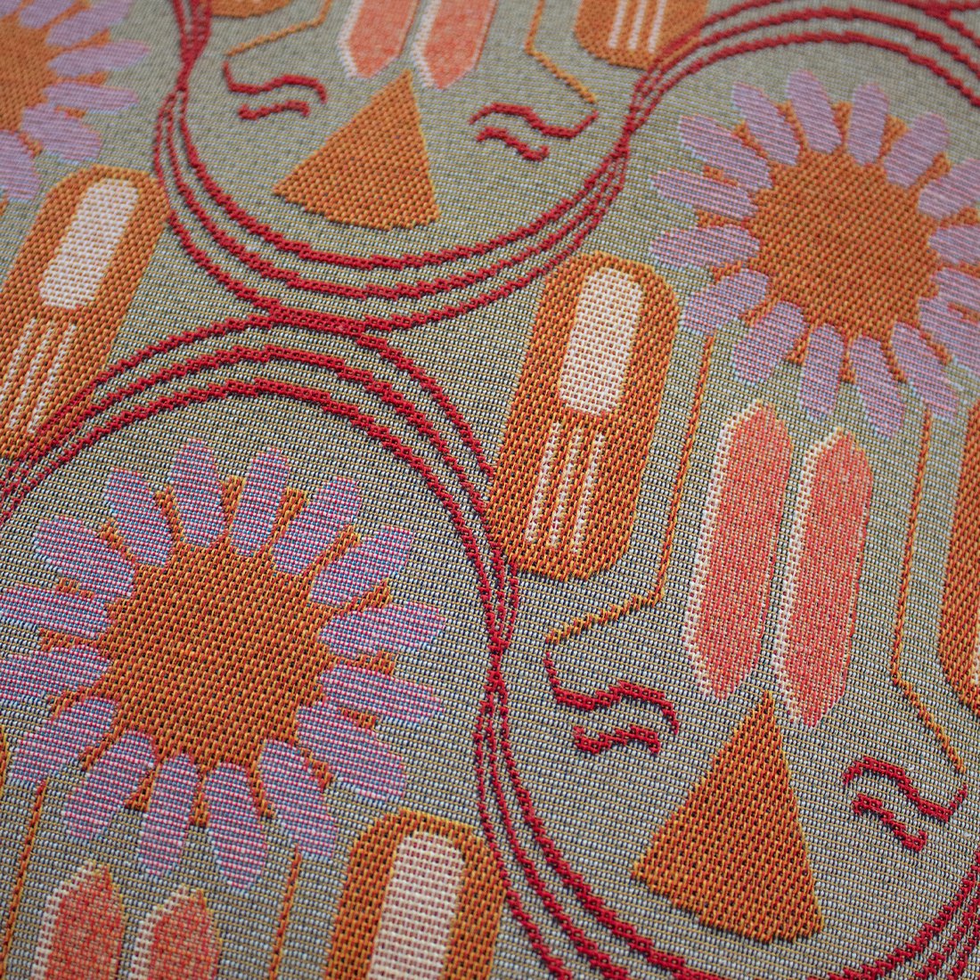 NIN-NIT Nouveau de Fleurs cushion | 100% woven cotton | decorative cushion with flowers and leaves nature print | pink | beige | lilac | green | gray | orange | brown| multicolor | 40x60 cm