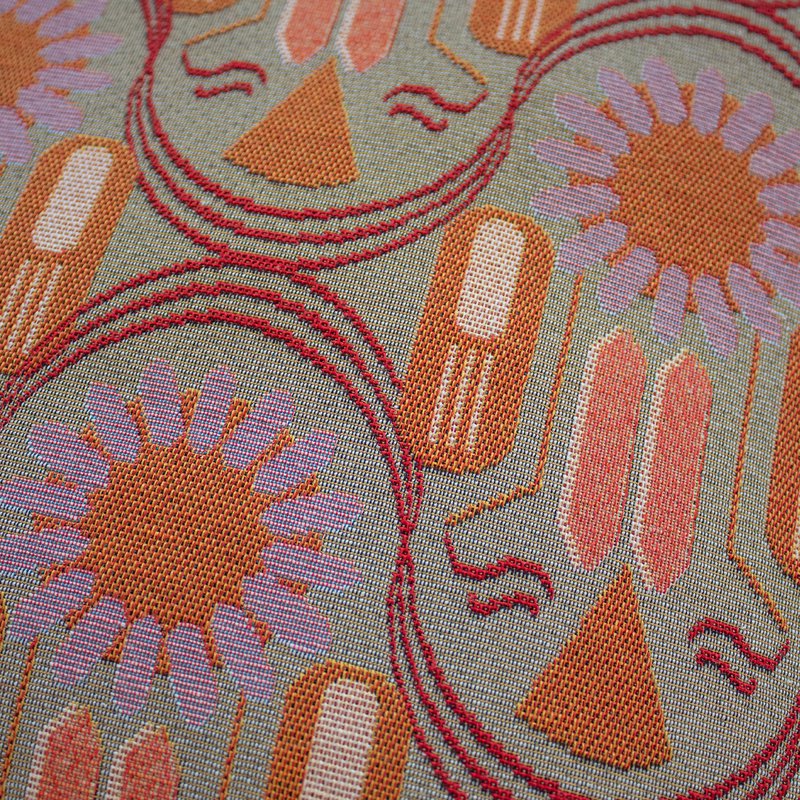 NIN-NIT Cojín Nouveau de Fleurs | 100% algodón tejido | decorativo con estampado de flores y hojas de la naturaleza | rosa | beige | lila | verde | gris | naranja | marrón| multicolores | 40x60cm