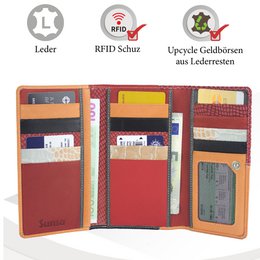 Sunsa women's wallet. leather purse. Wallet with RFID protection. Sustainable wallet made from leather scraps. Large women's wallet with many credit card compartments - wallet/purses for women the best gift idea.