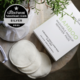 Bamboo washable makeup remover pads made of soft, reusable material. Eco-friendly and sustainable product for makeup removal.