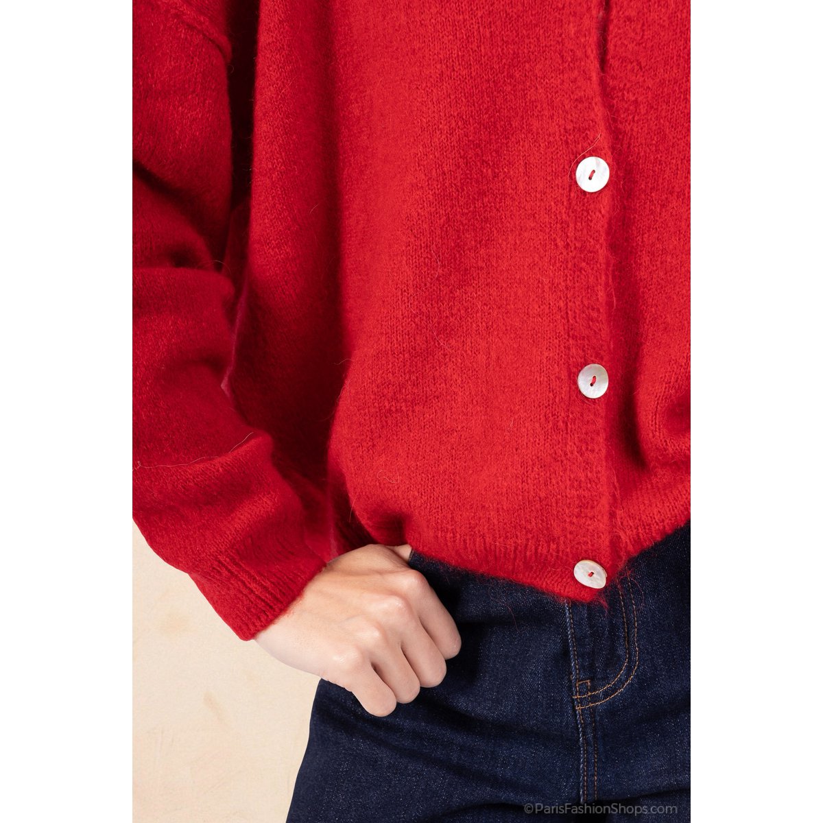 Cardigan Femme - Qualité Premium – Col V Profond en Maille Douce avec Boutons- ALPAGA/ LAINE - 23050