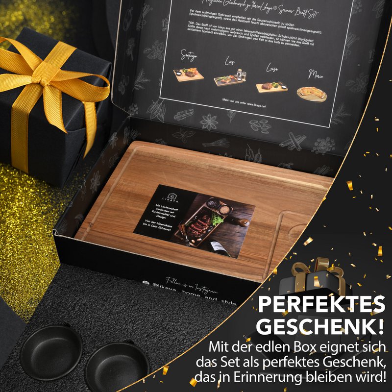 Board de service xxl «Santiago» 2 Ensemble en bois acacia certifié FSC® avec bols de sauces