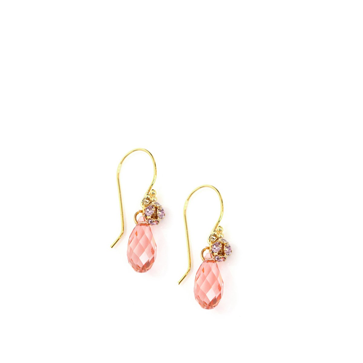 18K gold plated earrings with Rose Peach Austrian crystals