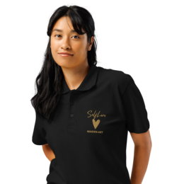 Polo de piqué Self Love Premium con bordado Old Gold
