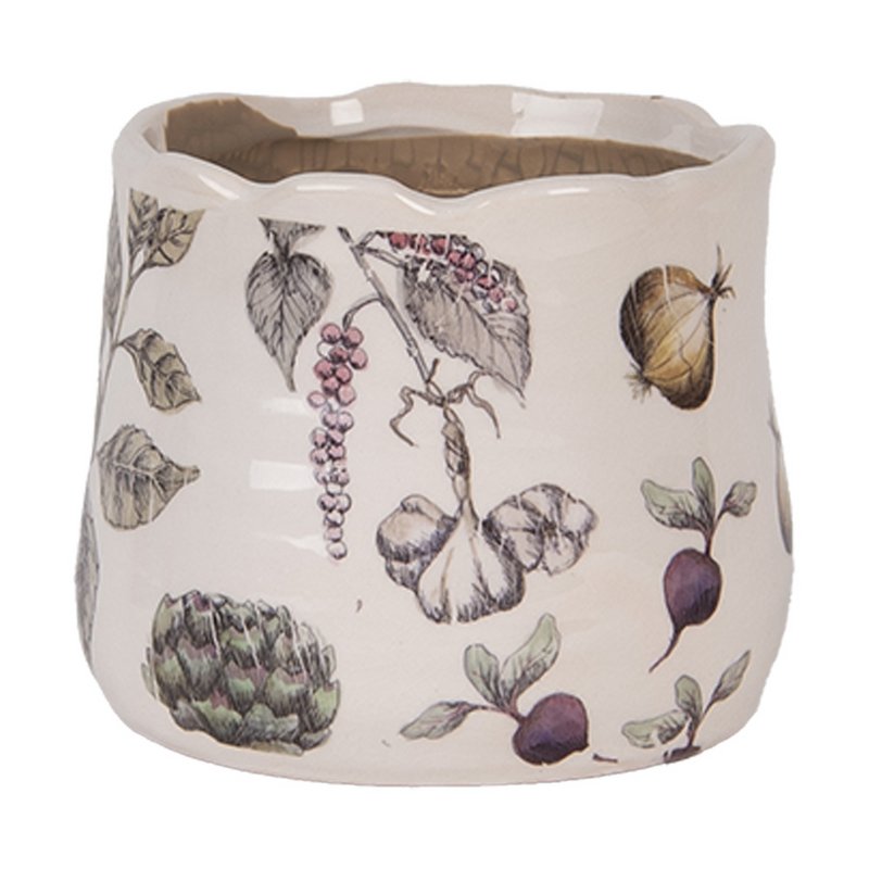 Bloempot Ø 11x10 cm Beige Keramiek Groenten