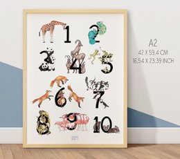 123 póster Animales - A1