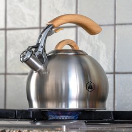 Bollitore a fischio da 3 L - Manico in legno - Per tutti i tipi di fuoco