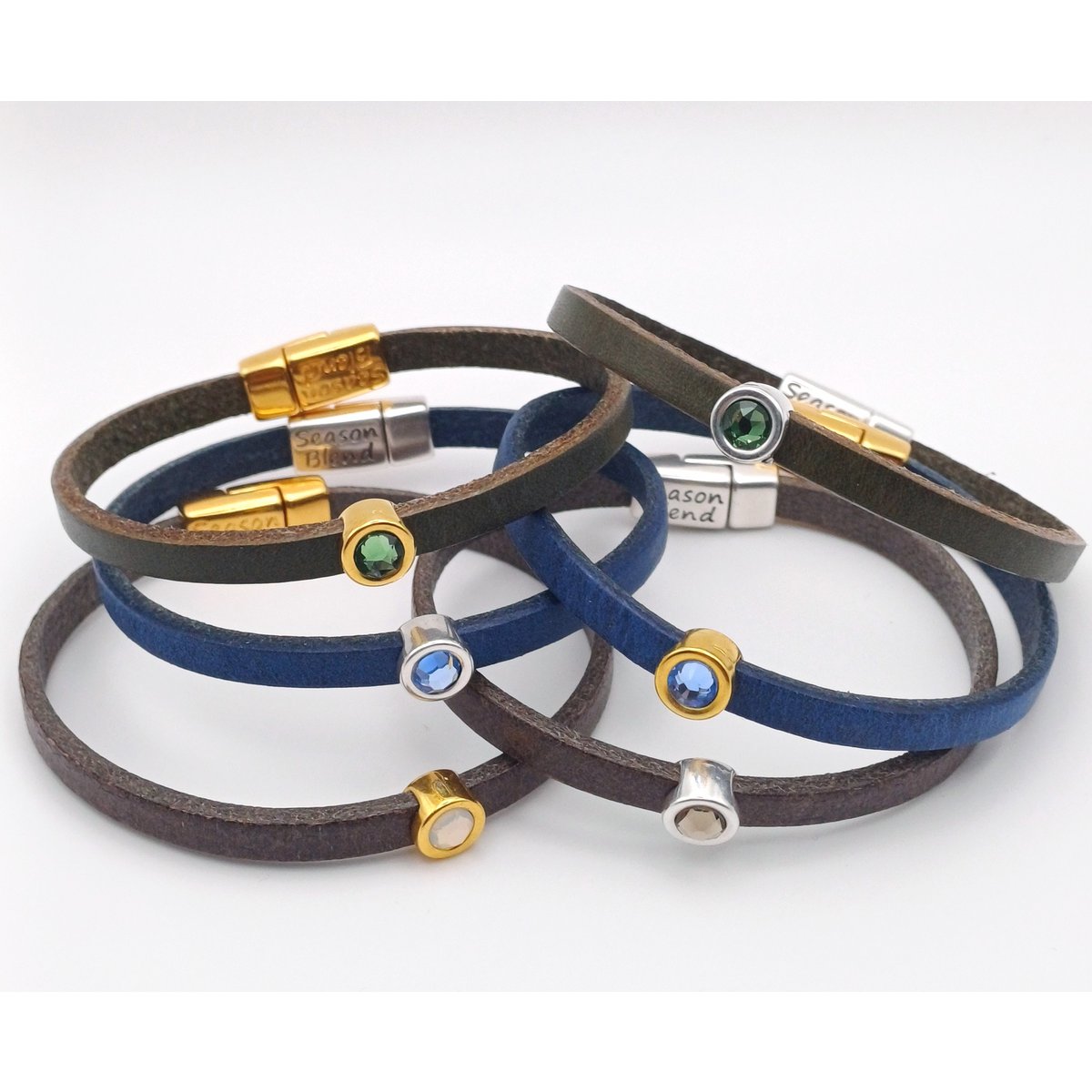 Shorty leather bracelet Kings blue