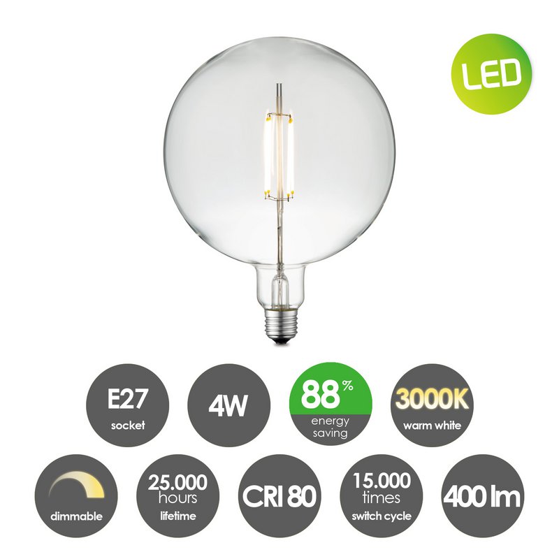 Home Sweet Home suspension bronze Saga Globe - G125 - dimmable E27 clair