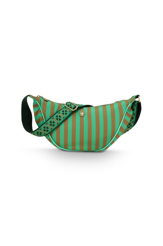Freya Half Moon Cross Body Bag Stripe Green 34x10x16cm