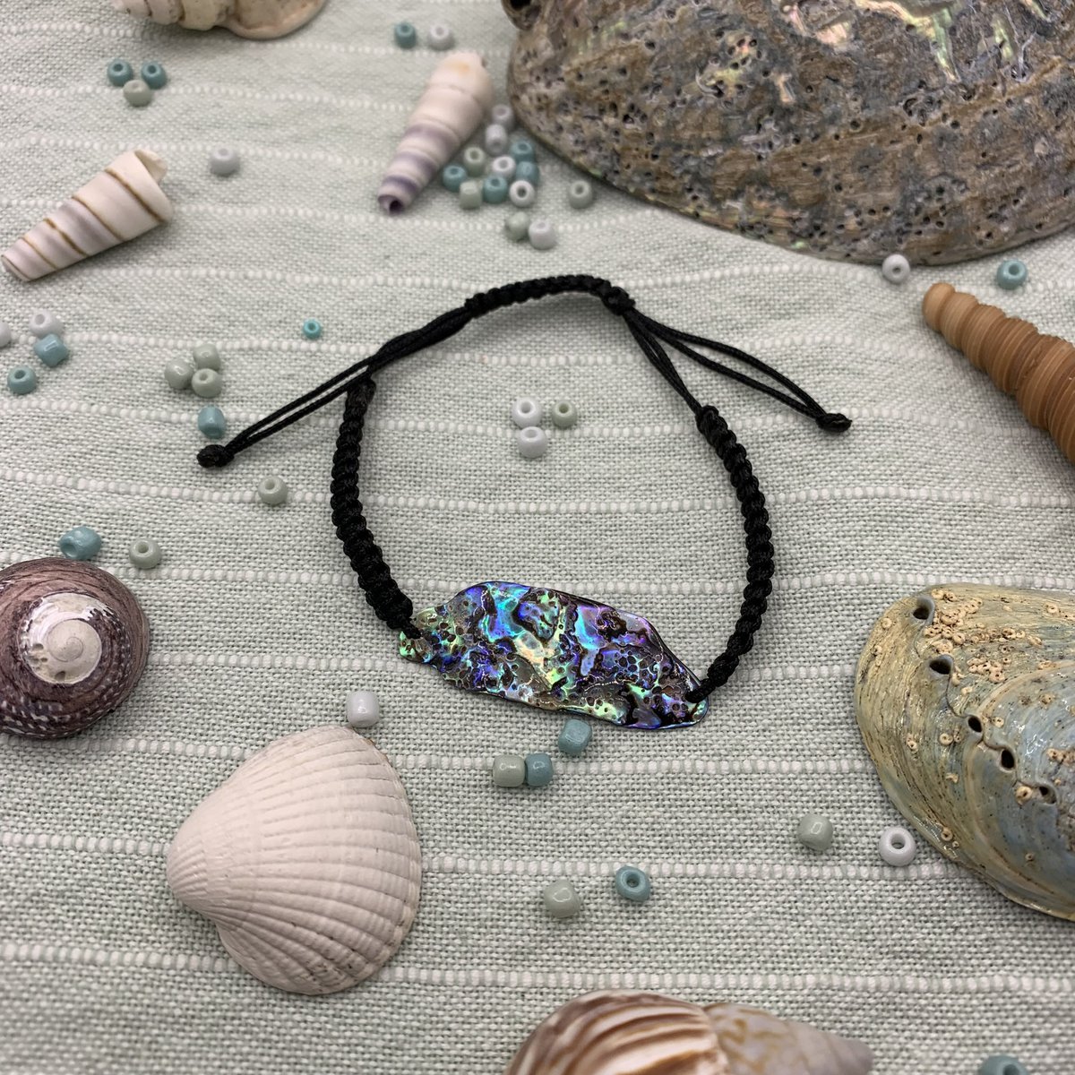 Shell bracelet | Handmade abalone beach vibe Mother of pearl macrame
