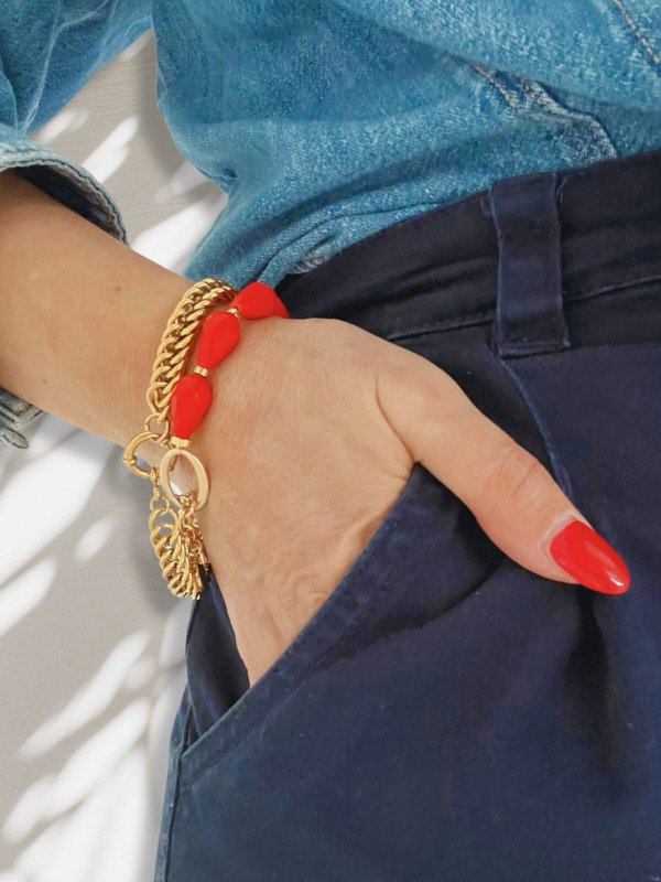 Lume-Perlenarmband rot