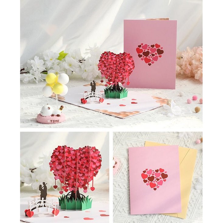Carte pop-up 3D Love Tree pour la Saint-Valentin