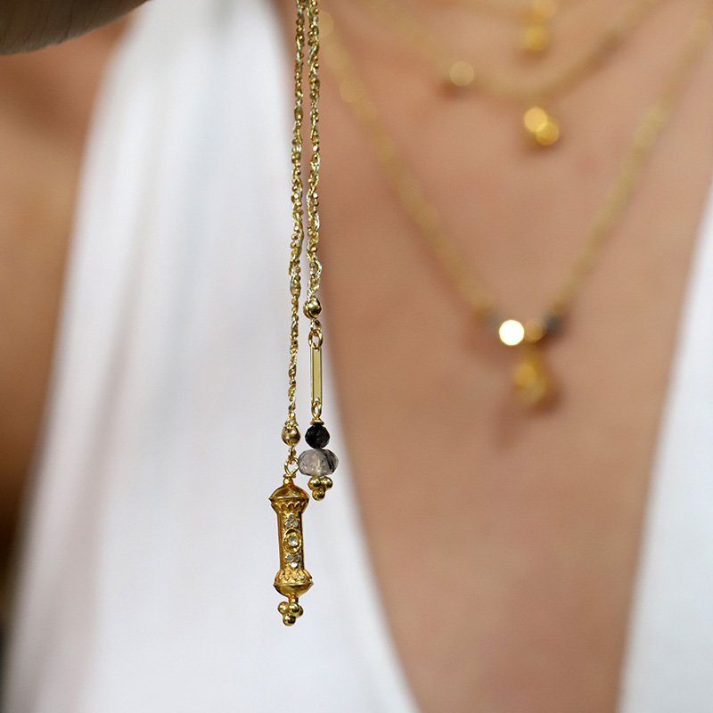 Polki diamanten hanger geweven gevlochten wikkelhalsketting