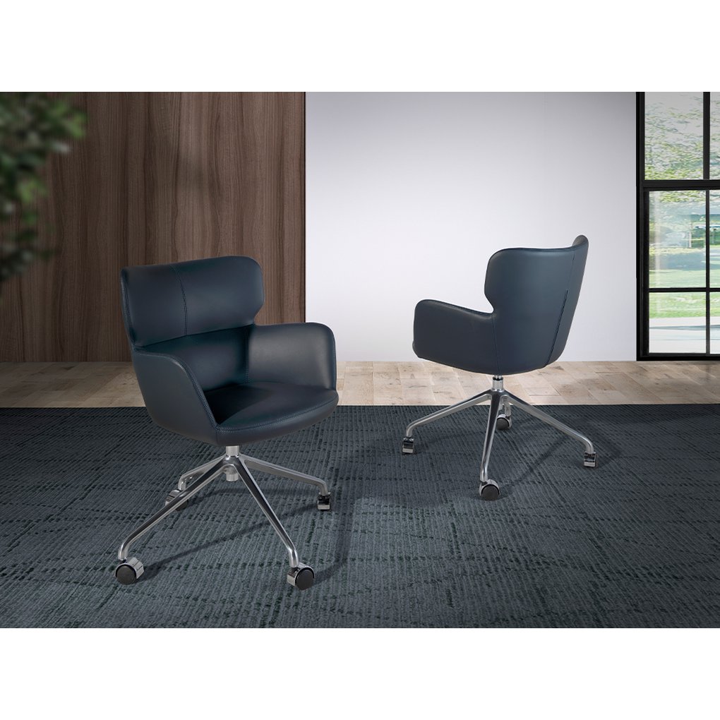 Blue leatherette swivel office chair 4110