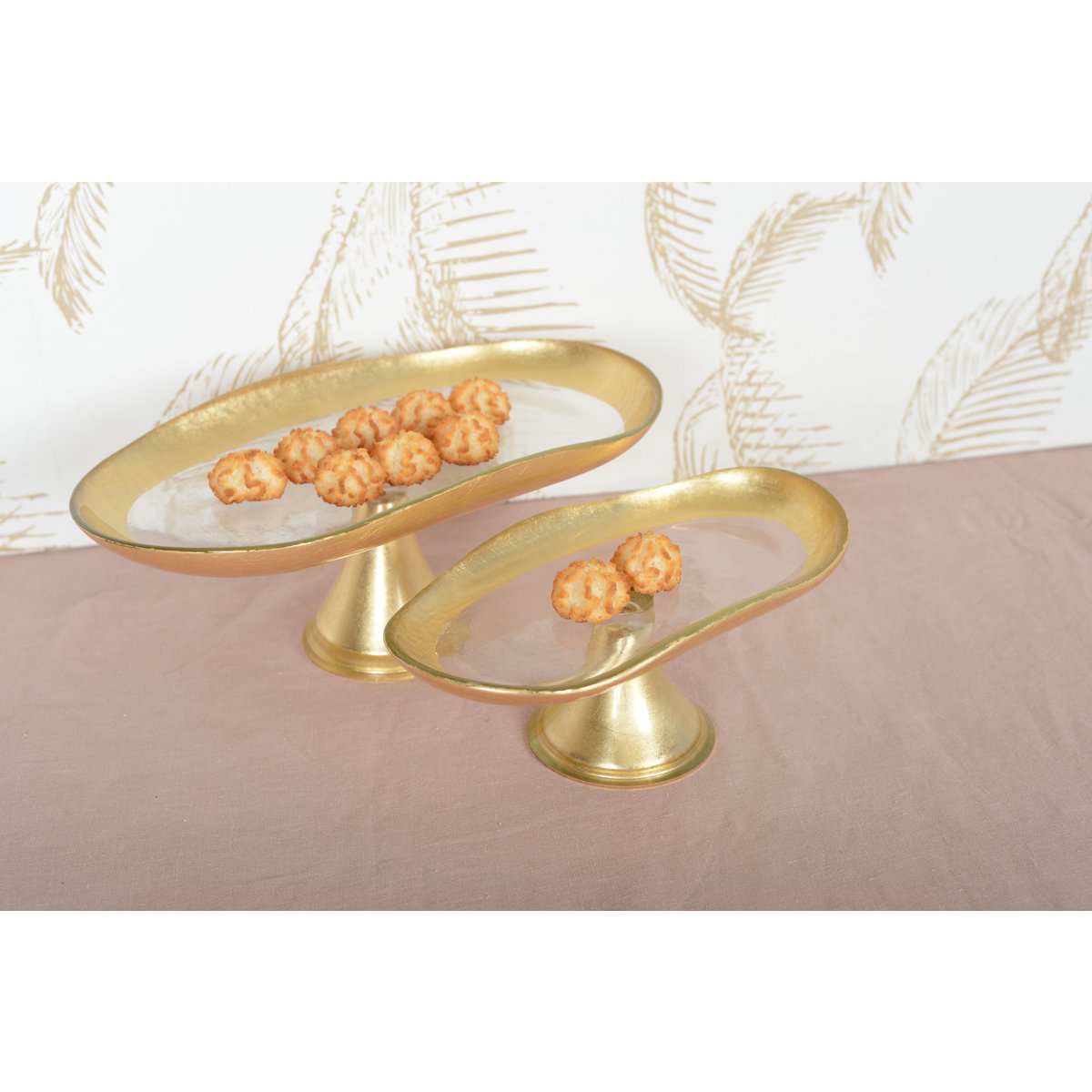 Cake dish golden on foot small model 27.5x14.5x10cm