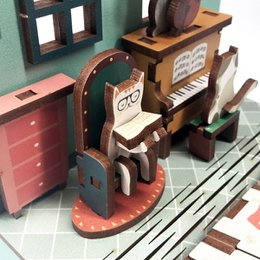 Tonecher, Diy 3d Houten Puzzel, Kalender, The Cats Musical, TQ004, 10,4x8,9x13,3cm