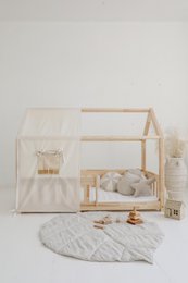 Canopy over bed in the shape of a house "Raw cotton", baby crib house, Decoration for boys's room, minimalist baby room, bohemian room decor