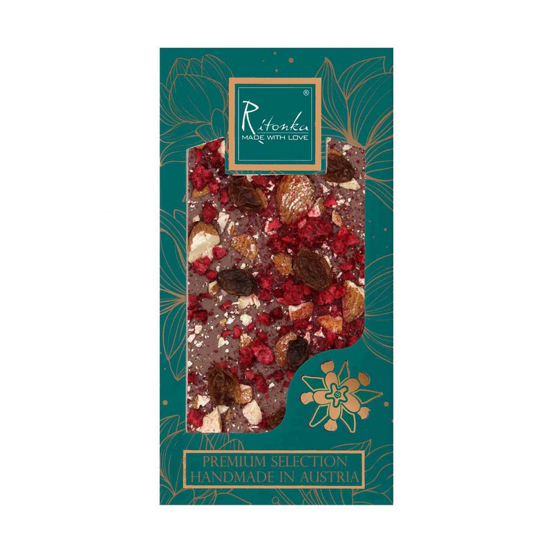 Premium milk chocolate - raspberries, raisins, almonds