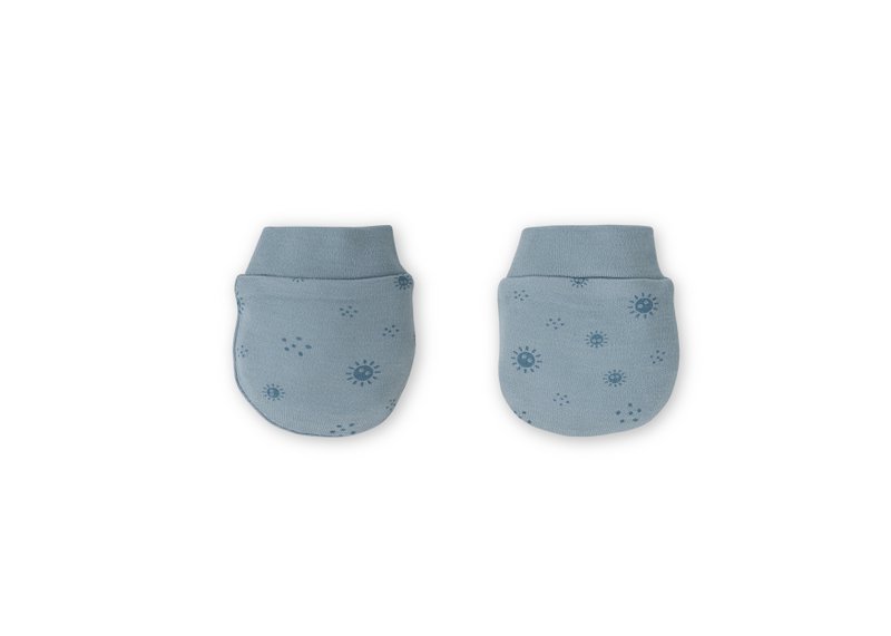 ENSEMBLE 5 PCS(CHEMISE+PANTALON+GANTS+BAVOIR+CHAUSSETTES)POUR NOUVEAU-NÉ (0-6 MOIS)-100%COTON-MOD. DUENDES - BLEU FONCÉ