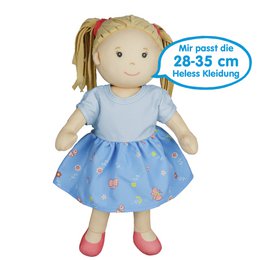 Stof Doll '' Nela '' med kjole til at sætte på og tage af, 32 cm