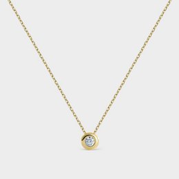 Gold-plated silver necklace with a single zirconia stone. Available in 3.8mm, 4.5mm, 5.25mm, 6mm, 6.5mm, and 7mm sizes.