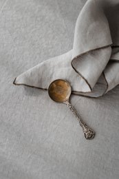 Toarrana de cocina (paño de cocina) / Detalle de contraste de Affogato Grey, 100% de lino