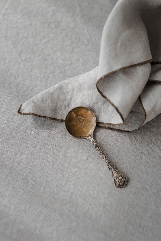 Toarrana de cocina (paño de cocina) / Detalle de contraste de Affogato Grey, 100% de lino