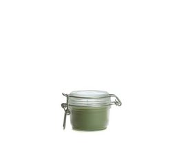  Glass jar with thyme herb green candle, small round container, 6 pieces set