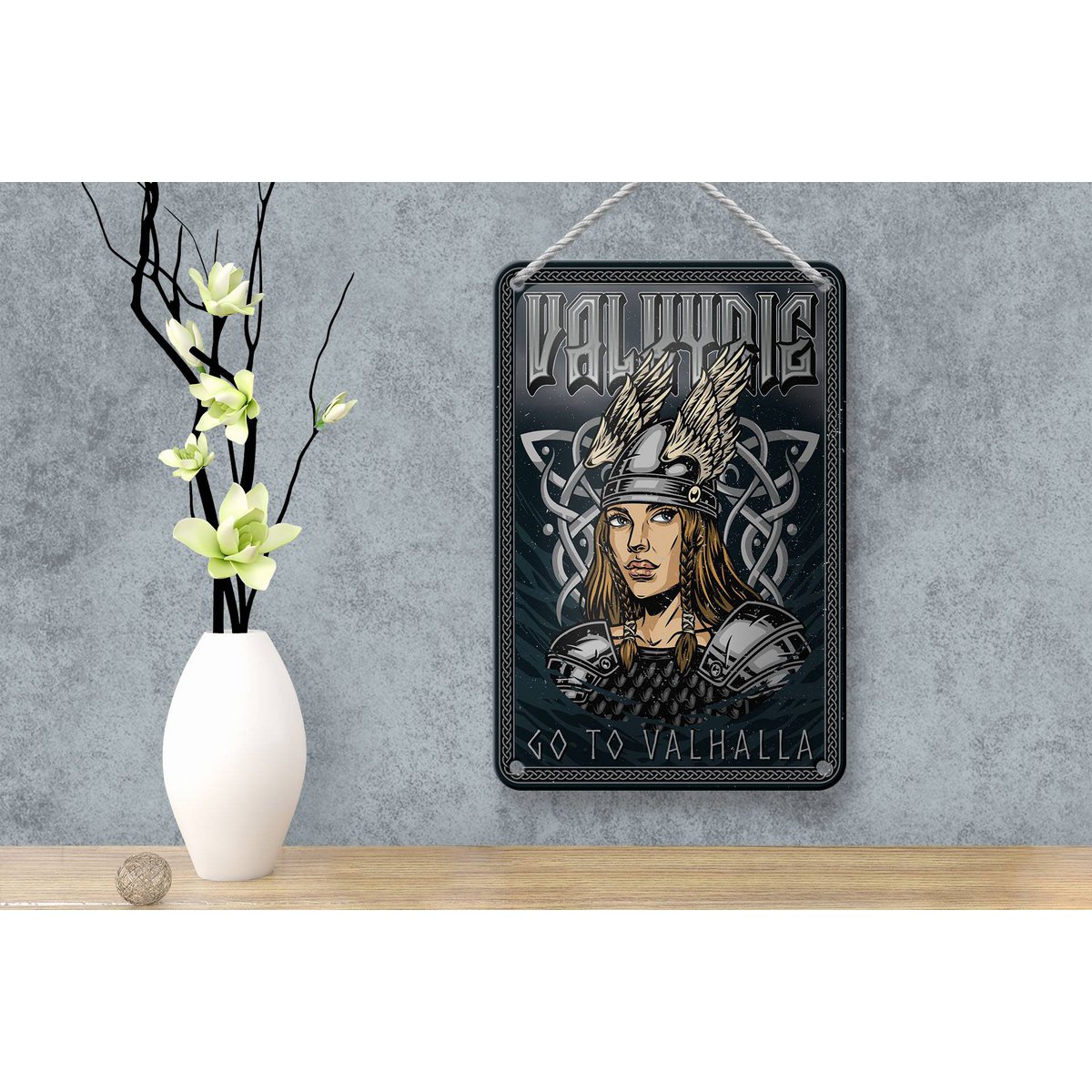 Tin sign saying 12x18cm Valkyrie go to Valhalla Viking decoration