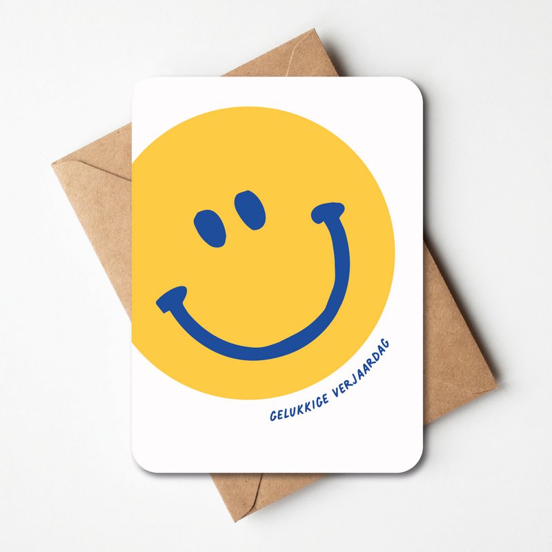 Verjaardagskaart | Smiley geel