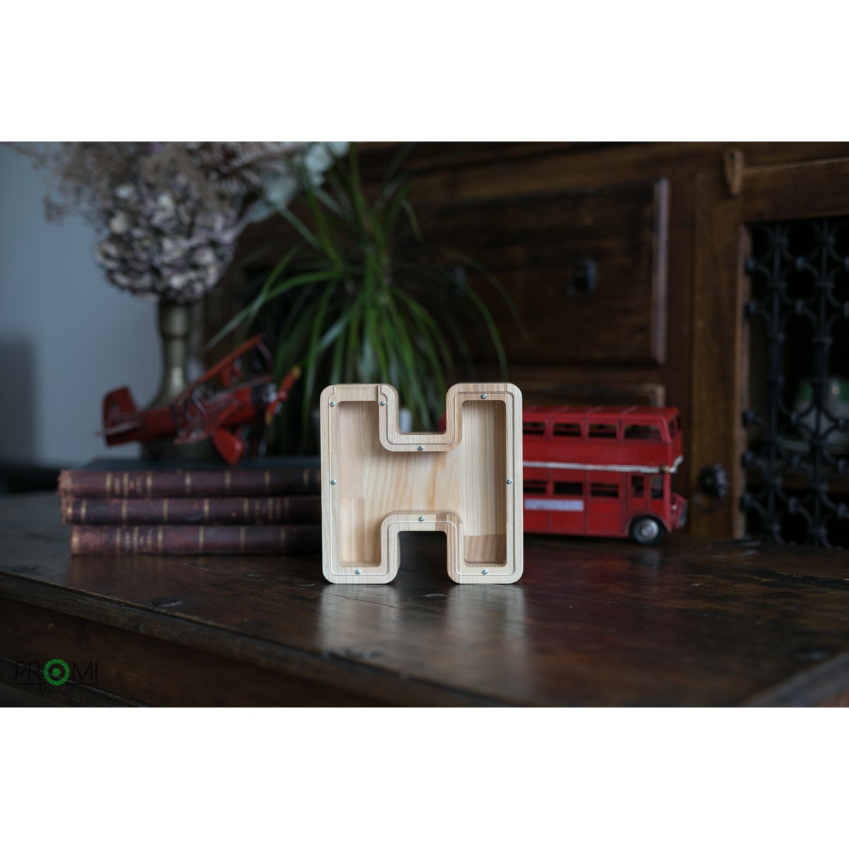 Wooden Piggy Bank Lille, brevpengebank, møntkasse, træboksepenge, sparer pengeboks