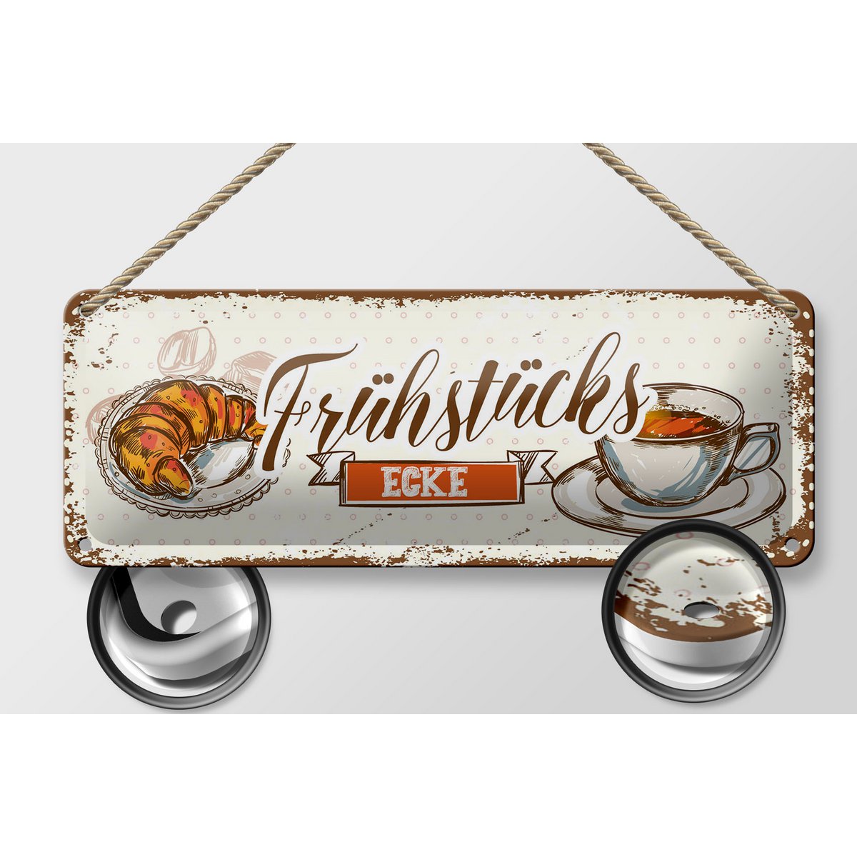 Blechschild Hinweis 27x10 cm Frühstücksecke Deko Schild