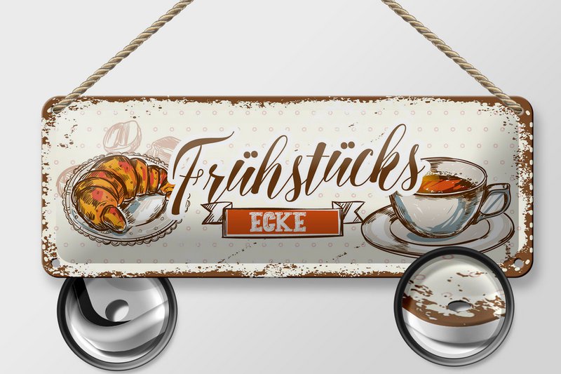 Blechschild Hinweis 27x10 cm Frühstücksecke Deko Schild