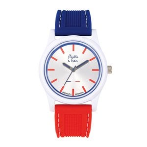 La Tricolore Unisex Watch white case blue red silicone strap