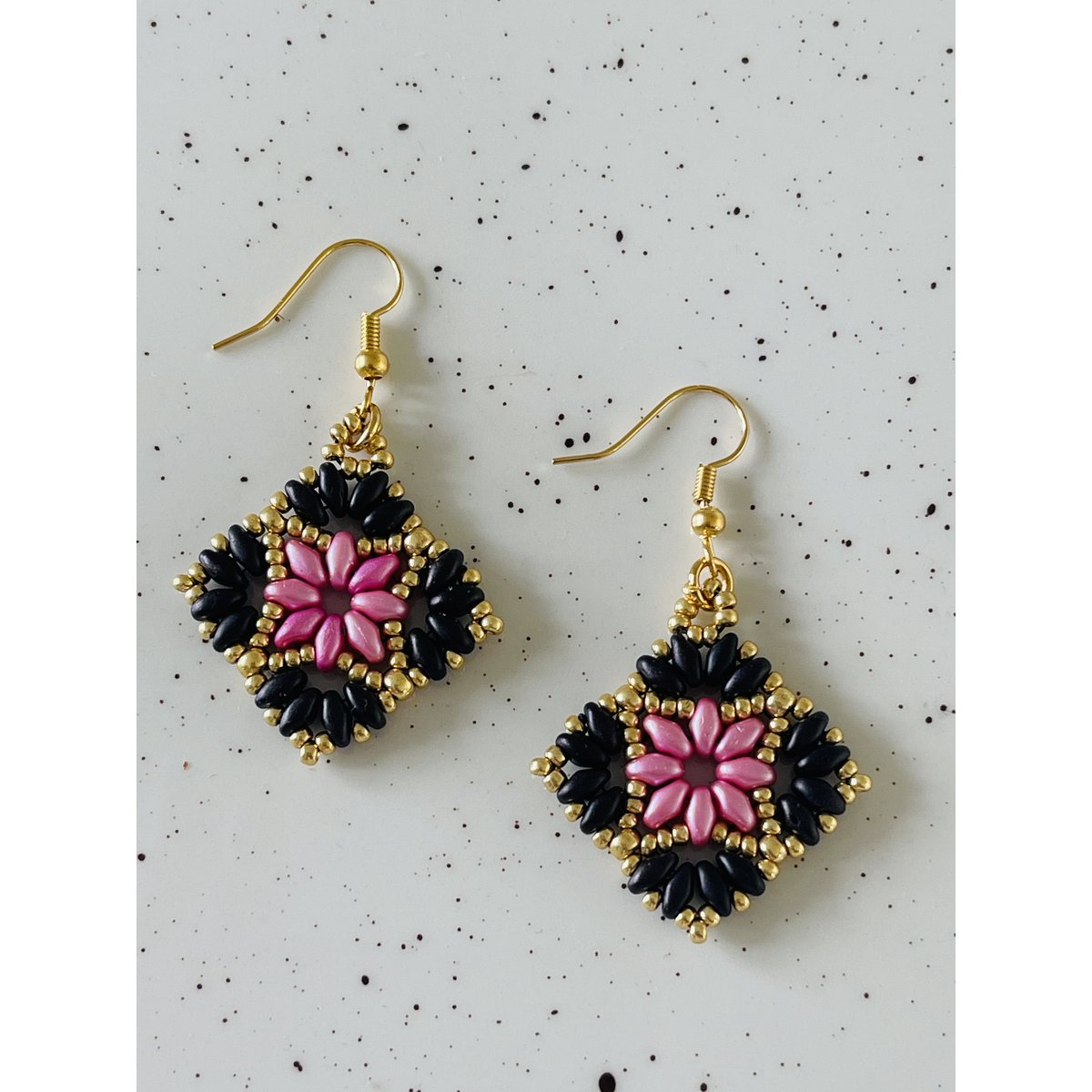 Oorbellen Duo Black Pink 