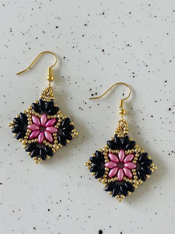 Oorbellen Duo Black Pink 