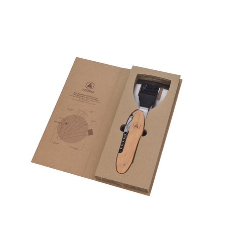 Folding barbecue set with corkscrew