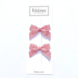 Lauren Bow Pair - Rood en wit gestreept satijn