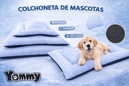 Yommy kølemåtte til kæledyr: Åndbart issilketæppe, blødt og skridsikkert. Fås i 3 farver (grøn, grå, blå) og størrelser M/L/XL. Ideel til hunde og katte, vaskbar og det bedste valg til sommeren. Kopi
