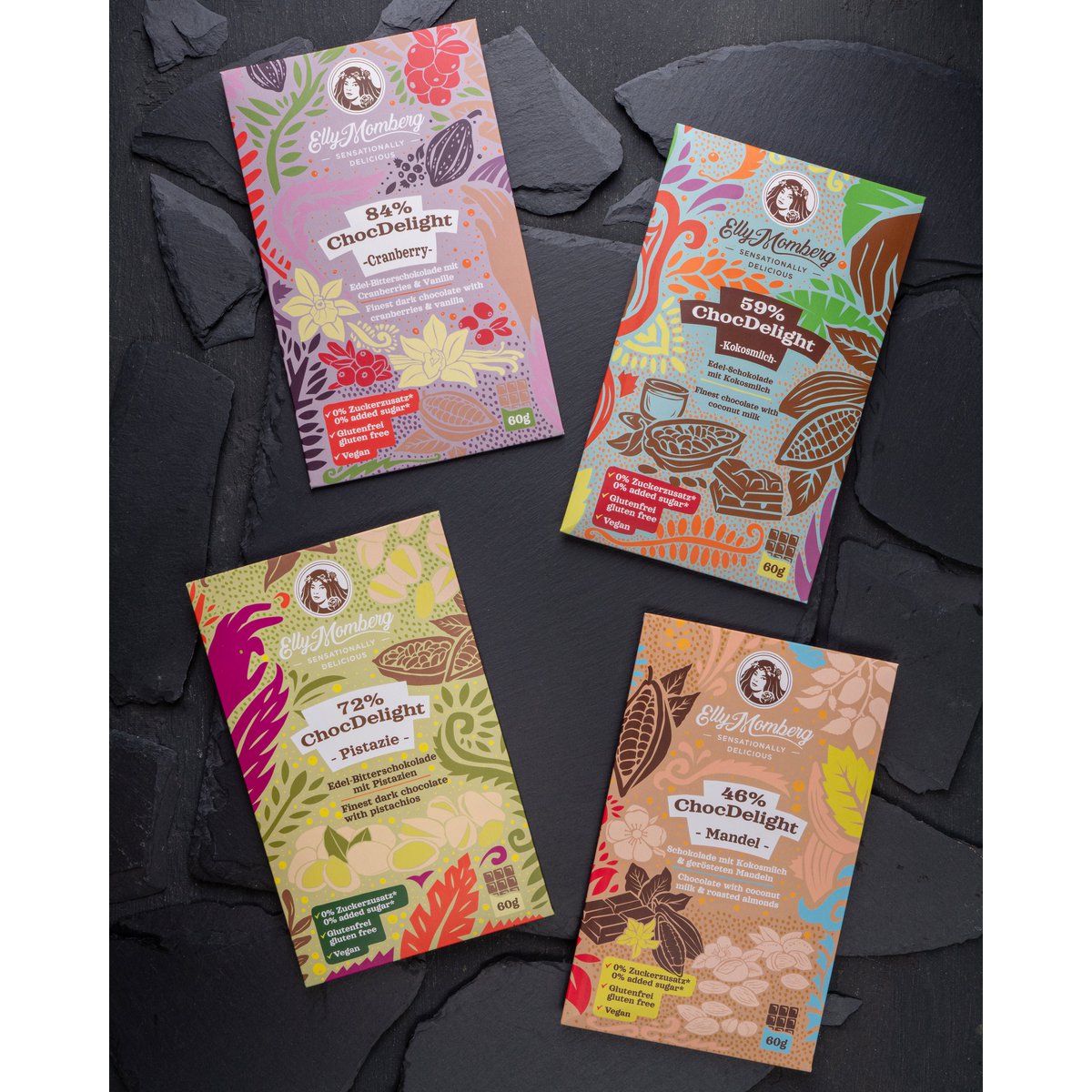 ChocDelight Schokotafeln 4er Set - ohne Zuckerzusatz I 240 g