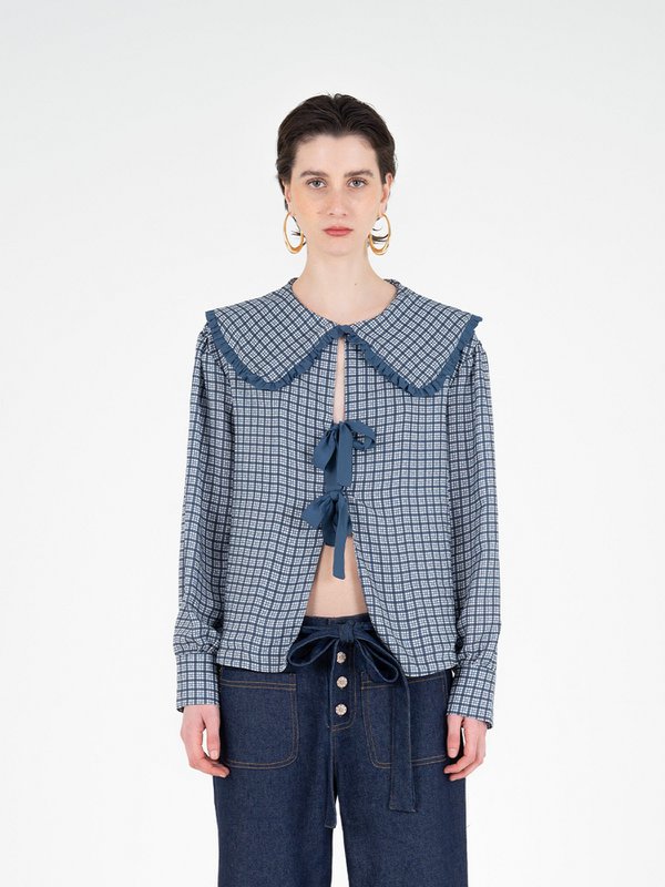 Mystic bluse med tartan print