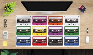 Kleurrijke cassettes - bureauonderlegger 100 x 50 cm