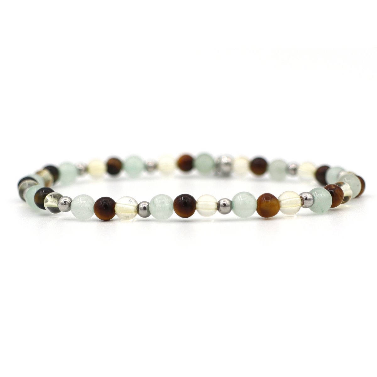 Natuursteen armband Happiness, zilver en goud