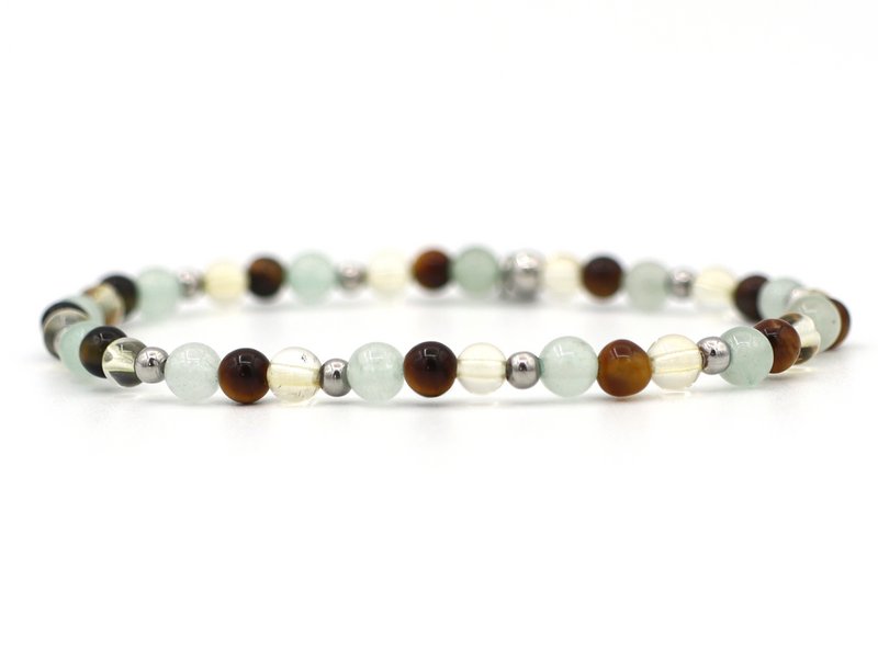 Natuursteen armband Happiness, zilver en goud