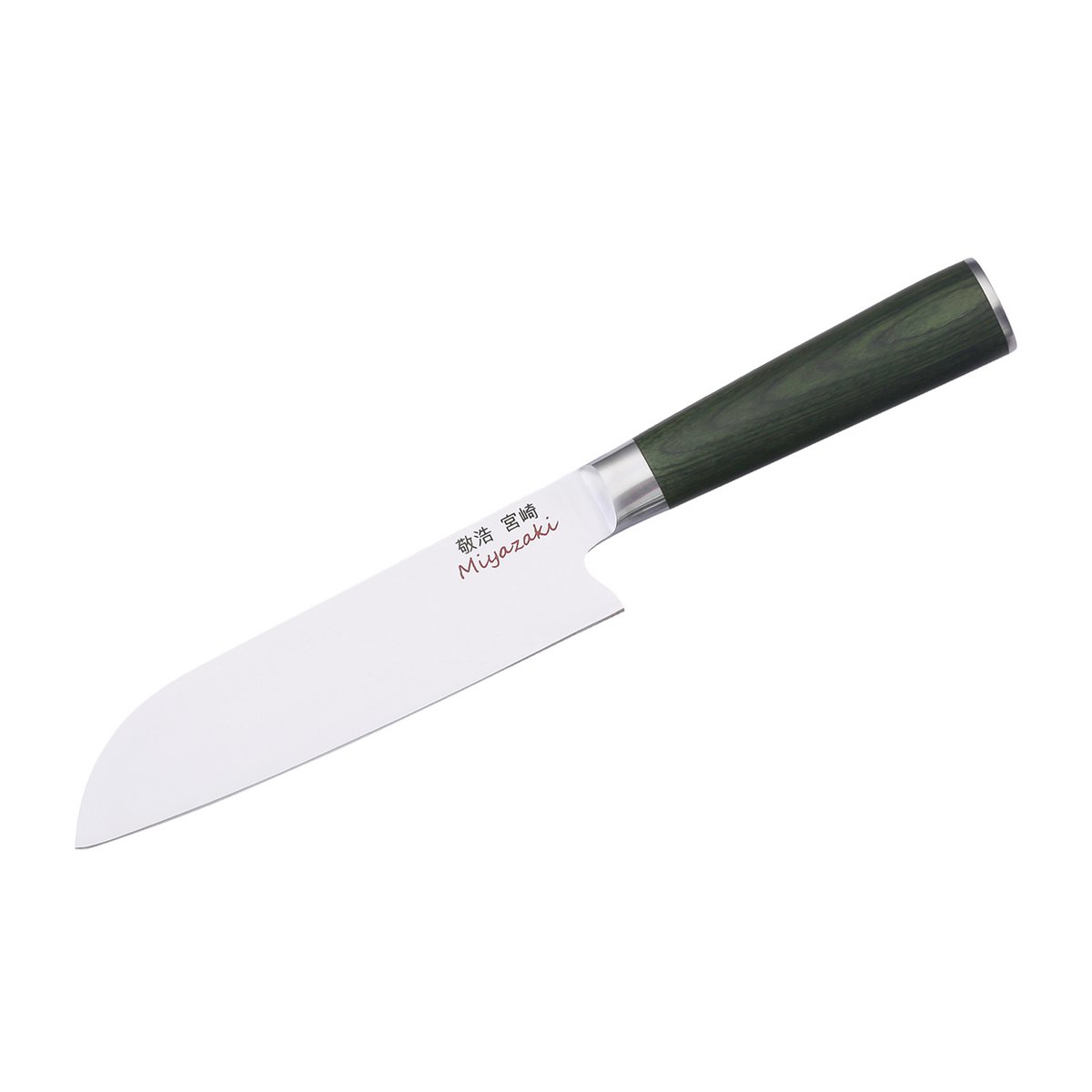 Miyazaki Kodawari Santokumesser 7", Griff Pakkaholz grün