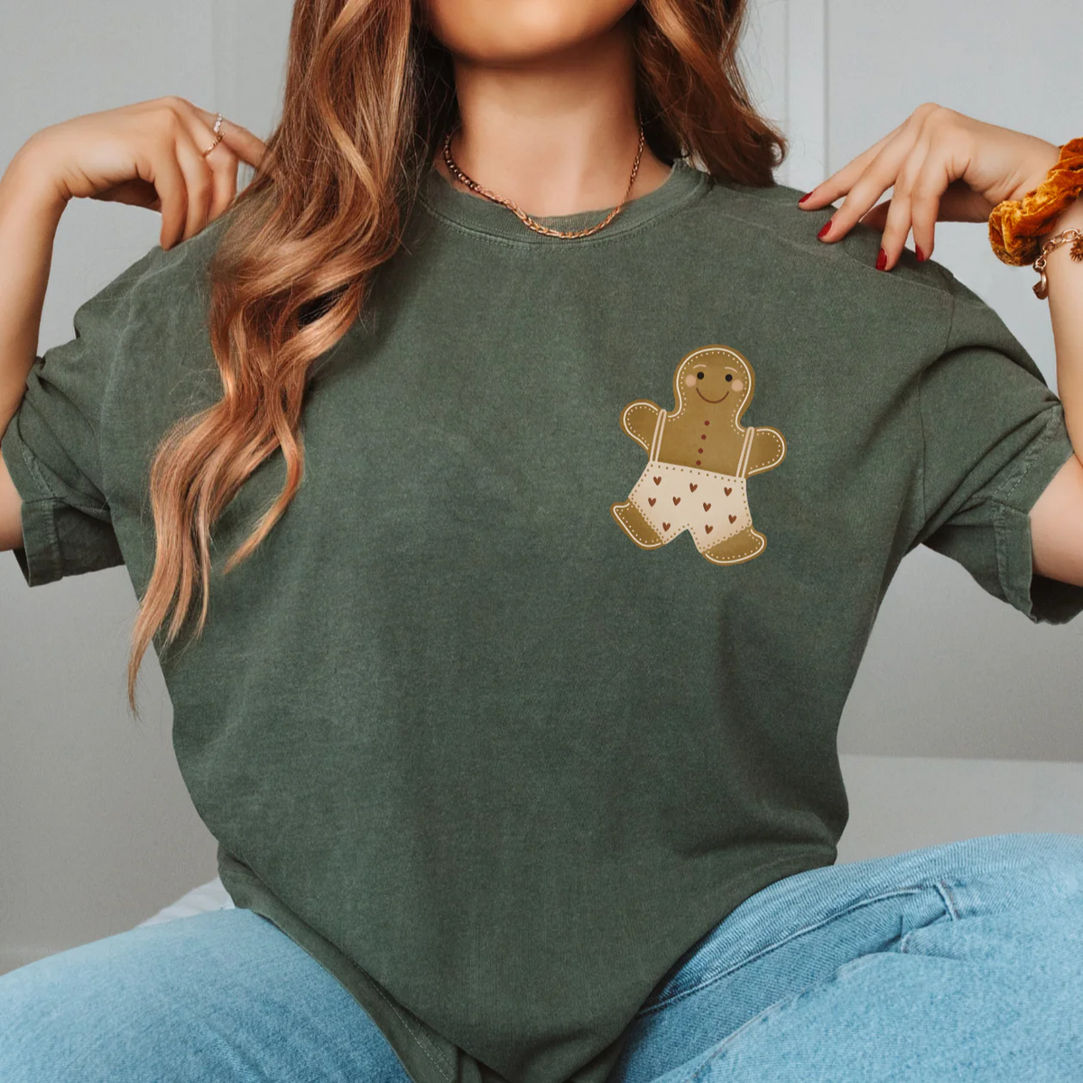 Camiseta Hombre de Jengibre de Navidad - ALGODÓN ORGÁNICO Bebida de Navidad Pan de Jengibre